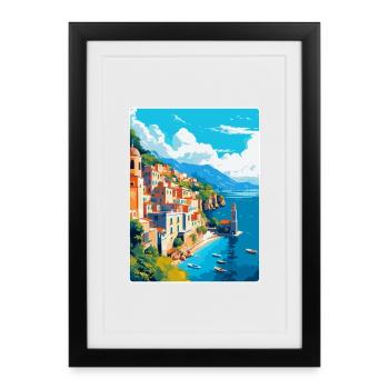Amalfi Italy Vintage Travel Poster WPA Souvenir - Framed poster (27 × 37 cm) - black - Front