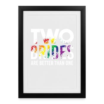 Lesbenhochzeit Lesbe Heirat Hochzeit Lesbische - Gerahmtes Poster (27 × 37 cm) - Schwarz - Vorne
