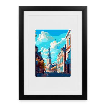 Breda Niederlande Vintage Reiseplakat Souvenir - Gerahmtes Poster (27 × 37 cm) - Schwarz - Vorne