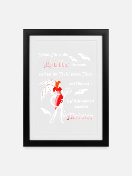 Teufel Satan Luzifer - Gerahmtes Poster (27 × 37 cm) - Schwarz