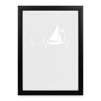 navigation à voile - Affiche encadrée (27 × 37 cm) - noir - Devant
