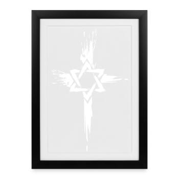 Messianische Juden Judenchristen Symbol - Gerahmtes Poster (27 × 37 cm) - Schwarz - Vorne