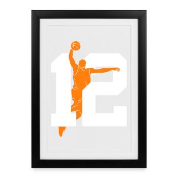 NUMÉRO 12 : 12E ANNIVERSAIRE DE BASKET-BALL - Affiche encadrée (27 × 37 cm) - noir - Devant
