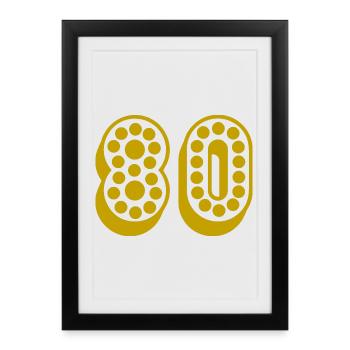 80. 80 ANS. 80e ANNIVERSAIRE. ANNIVERSAIRE 80 ANS. - Affiche encadrée (27 × 37 cm) - noir - Devant