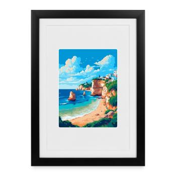 Algarve Portugal Vintage Travel Poster Souvenir - Framed poster (27 × 37 cm) - black - Front