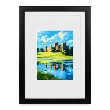 Leeds Castle England Uk Reiseposter Souvenir WPA - Gerahmtes Poster (27 × 37 cm) - Schwarz - Vorne
