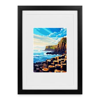Giant Causeway Irland Uk Reise Poster Souvenir - Gerahmtes Poster (27 × 37 cm) - Schwarz - Vorne