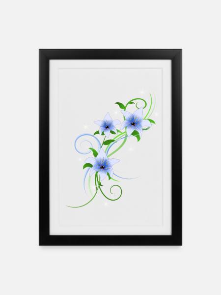 Blumen Lilien Garten Stauden Blüten Orchidee - Gerahmtes Poster (27 × 37 cm) - Schwarz
