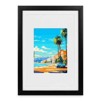 Cannes France Vintage Travel Poster WPA Souvenir - Framed poster (27 × 37 cm) - black - Front