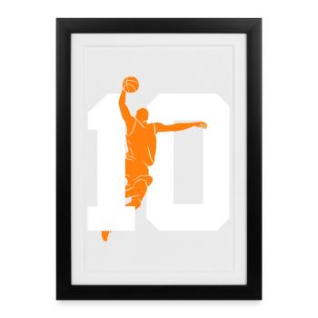 NUMÉRO 10 : 10E ANNIVERSAIRE DE BASKET-BALL - Affiche encadrée (27 × 37 cm) - noir - Devant