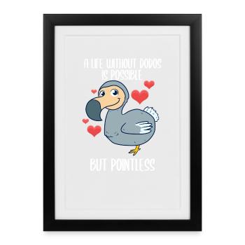Dodo Flugunfähiger Vogel - Gerahmtes Poster (27 × 37 cm) - Schwarz - Vorne