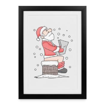 Santa Claus sitting on the fireplace funny - Framed poster (27 × 37 cm) - black - Front