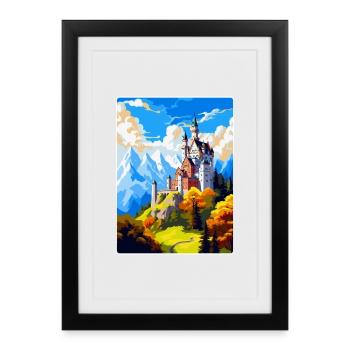 Neuschwanstein Castle Germany Travel Poster WPA - Framed poster (27 × 37 cm) - black - Front