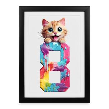8 YEARS OLD CAT 8TH BIRTHDAY - Framed poster (27 × 37 cm) - black - Front