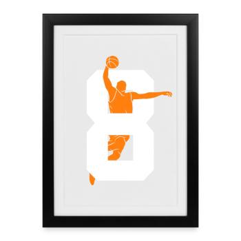 NUMÉRO 8 BASKETBALL 8E ANNIVERSAIRE - Affiche encadrée (27 × 37 cm) - noir - Devant