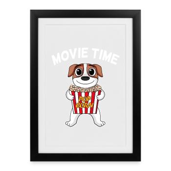 Movie night Movie night Movie time Jack Russell - Framed poster (27 × 37 cm) - black - Front
