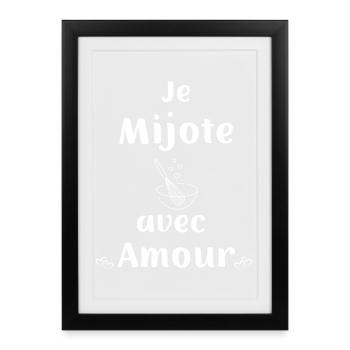 TABLIER DE CUISINE JE MIJOTE AVEC AMOUR - Affiche encadrée (27 × 37 cm) - noir - Devant