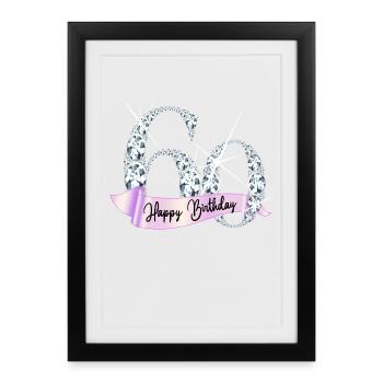 Happy Birthday 60th Birthday Gift Diamond Glamour - Framed poster (27 × 37 cm) - black - Front