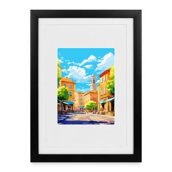 Aix En Provence France Affiche de voyage vintage WPA - Affiche encadrée (27 × 37 cm) - noir - Devant