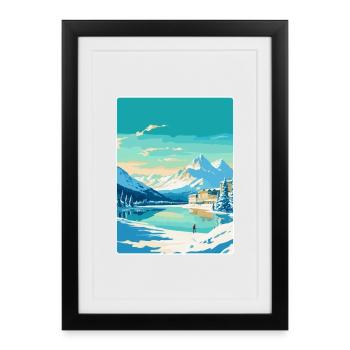 St Moritz Switzerland Vintage Travel Poster WPA - Framed poster (27 × 37 cm) - black - Front