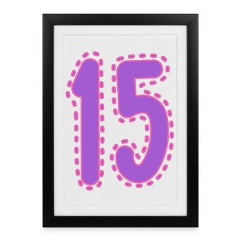 15. 15 ANS. 15e ANNIVERSAIRE. ANNIVERSAIRE 15 ANS. - Affiche encadrée (27 × 37 cm) - noir - Devant