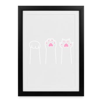 Cat Paw Game Cat Paws Stone Paper Scissors - Affiche encadrée (27 × 37 cm) - noir - Devant