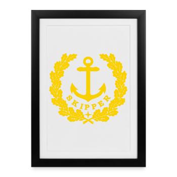 Skipper Anchor Logo or - Affiche encadrée (27 × 37 cm) - noir - Devant