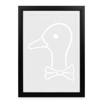 Ente mit Fliege - Gerahmtes Poster (27 × 37 cm) - Schwarz - Vorne