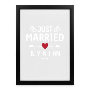 Wedding anniversary gift 1 year cotton wedding - Framed poster (27 × 37 cm) - black - Front