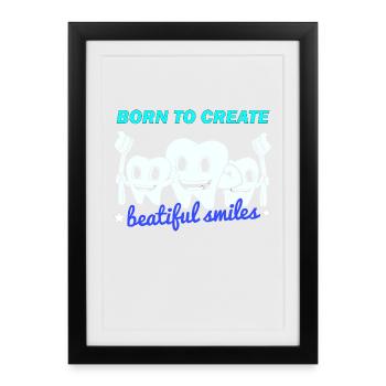 Zähne Spruch Zahnmedizin Zahnarzt Zahnärztin - Gerahmtes Poster (27 × 37 cm) - Schwarz - Vorne
