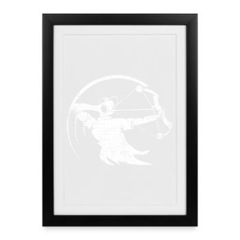 Konzentrierter Bogensport Wettkampf - Gerahmtes Poster (27 × 37 cm) - Schwarz - Vorne