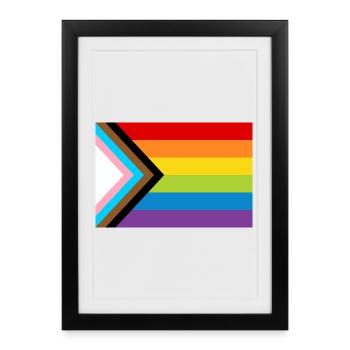 LGBT Pride Flag / New Rainbow Progress Flag - Framed poster (27 × 37 cm) - black - Front