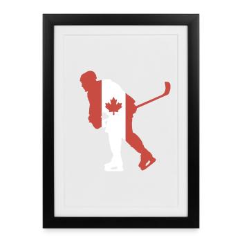 Drapeau du Canada joueur de hockey - Affiche encadrée (27 × 37 cm) - noir - Devant