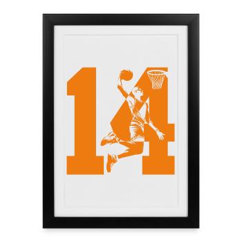 NUMÉRO 14 : 14E ANNIVERSAIRE DE BASKET-BALL - Affiche encadrée (27 × 37 cm) - noir - Devant