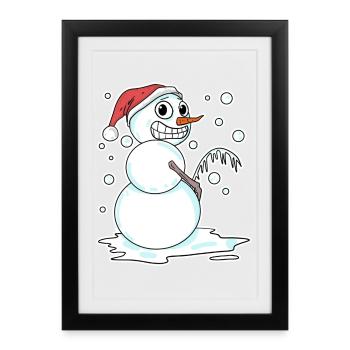 Snowman funny - Framed poster (27 × 37 cm) - black - Front