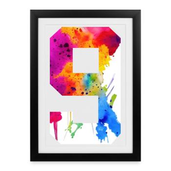 NUMÉRO 9 ANS 9E ANNIVERSAIRE - Affiche encadrée (27 × 37 cm) - noir - Devant