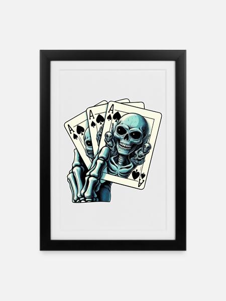 Alien Kartenspiel - Gerahmtes Poster (27 × 37 cm) - Schwarz
