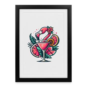 Flamingo Cocktail Logo - Framed poster (27 × 37 cm) - black - Front
