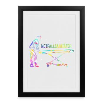 Mutiger Notfallsanitäter Blaulicht - Gerahmtes Poster (27 × 37 cm) - Schwarz - Vorne