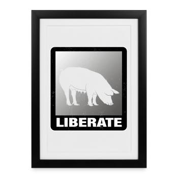 Liberate Vegan Animal Liberation - Gerahmtes Poster (27 × 37 cm) - Schwarz - Vorne
