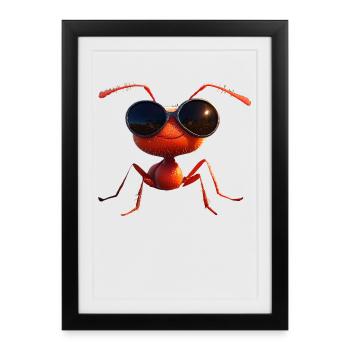 fourmi fourmi de forêt fourmi de feu insecte fourmis mignonnes - Affiche encadrée (27 × 37 cm) - noir - Devant