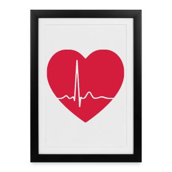 Heartbeat ECG Line Medical Pulse Wave Icon Vector - Framed poster (27 × 37 cm) - black - Front