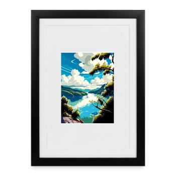 Danube River Europe Vintage Travel Poster Souvenir - Framed poster (27 × 37 cm) - black - Front