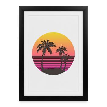 Synthwave Sun and Palms - Framed poster (27 × 37 cm) - black - Front