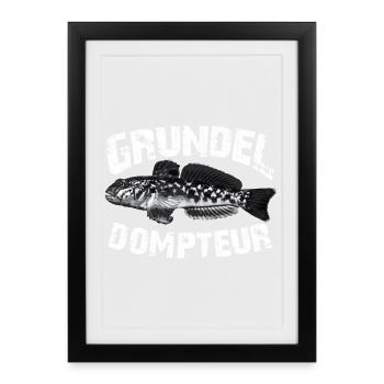 Grundeln fischen angeln - Gerahmtes Poster (27 × 37 cm) - Schwarz - Vorne
