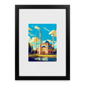 Edirne Turkey Vintage Travel Poster WPA Souvenir - Framed poster (27 × 37 cm) - black - Front