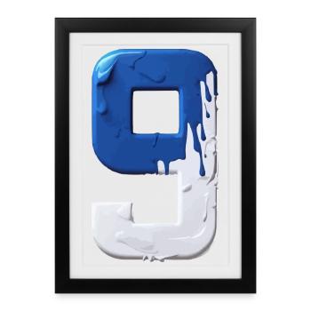 NR. 9 NUMMER 9 BLAU WEIß 9. GEBURTSTAG - Gerahmtes Poster (27 × 37 cm) - Schwarz - Vorne