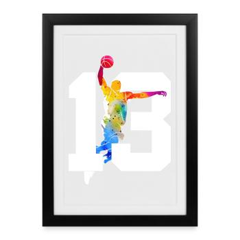 NUMÉRO 13 : 13E ANNIVERSAIRE DE BASKET-BALL - Affiche encadrée (27 × 37 cm) - noir - Devant