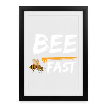 Abeille Rapide Abeilles Miel - Affiche encadrée (27 × 37 cm) - noir - Devant