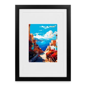 Crète Grèce Affiche de voyage vintage WPA Souvenir - Affiche encadrée (27 × 37 cm) - noir - Devant